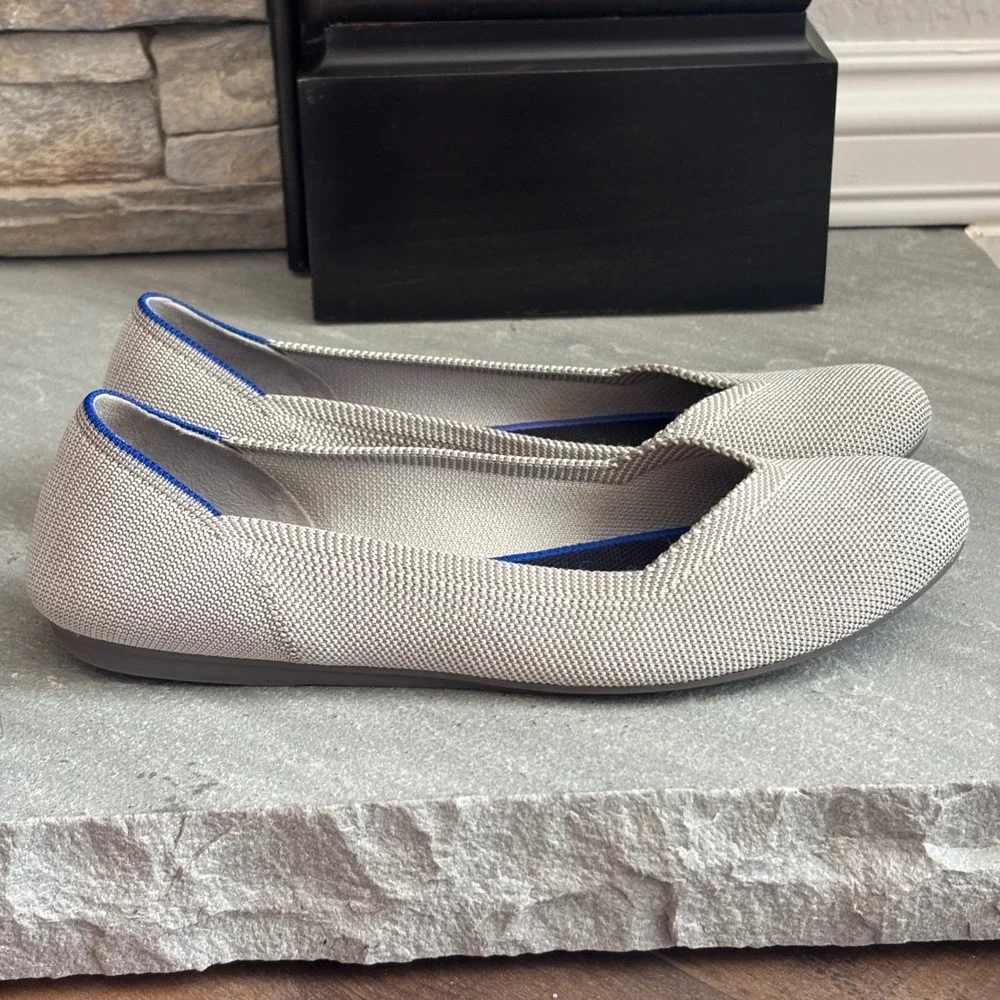 Rothy's The Flat Round Toe Slip-On Ballet Flats Flax Birdseye Womens 9.5